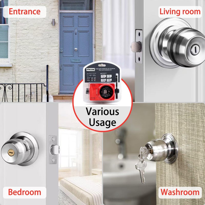 RMXANL Door Lock Installation Kit Including Hole Saws Door Jig Guide Template (3 Sets) - Image 3